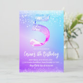 Invitation Ice number white glitter Girl 5th Birthday (Debout devant)
