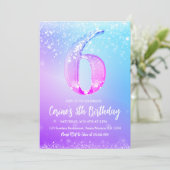 Invitation Ice number white glitter Girl 6th Birthday  (Debout devant)