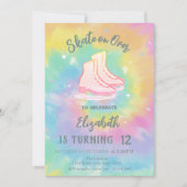 Invitation Ice skates Colorful Tie Dye Birthday (Devant)