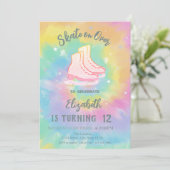 Invitation Ice skates Colorful Tie Dye Birthday (Debout devant)