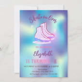 Invitation Ice skates Snowflakes Holographic Birthday (Devant)