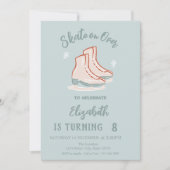 Invitation Ice skates Snowflakes Mint Green Birthday (Devant)