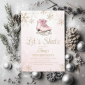 Invitation Ice Skating Winter Birthday Party Let's Skate Gold