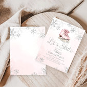 Invitation Ice Skating Winter Birthday Party Silver Glitter