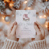 Invitation Ice Skating Winter Birthday Party Silver Glitter