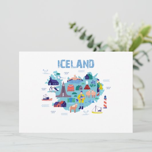 Invitation Iceland map (Debout devant)