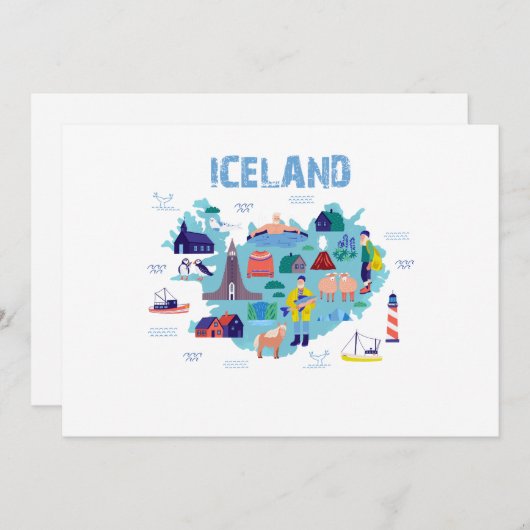 Invitation Iceland map (Devant / Derrière)