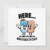 Invitation Ici maintenant retournez en classe Infirmière scol (Devant)