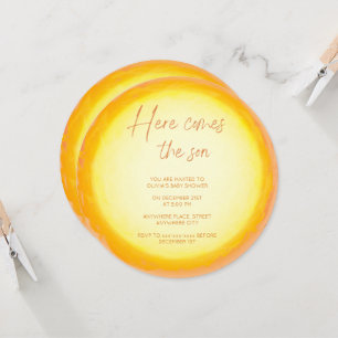 Invitation Ici vient le baby shower garçon fils