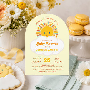Invitation Ici vient le fils, Baby Shower pour garçon, Police