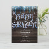 Invitation Icicles congelés Hiver Wonderland Baby shower (Debout devant)