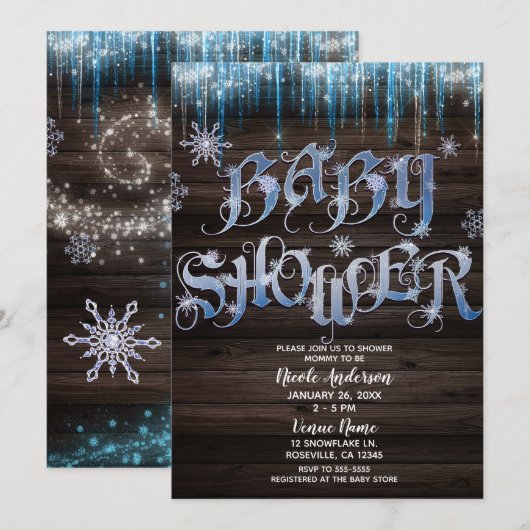 Invitation Icicles congelés Hiver Wonderland Baby shower (Devant / Derrière)
