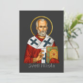 Invitation icône de lettre serbe orthodoxe de saint Nicolas (Debout devant)
