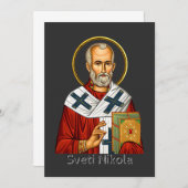 Invitation icône de lettre serbe orthodoxe de saint Nicolas (Devant / Derrière)