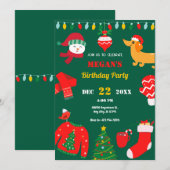 Invitation Icône de Noël en hiver vert  (Devant / Derrière)