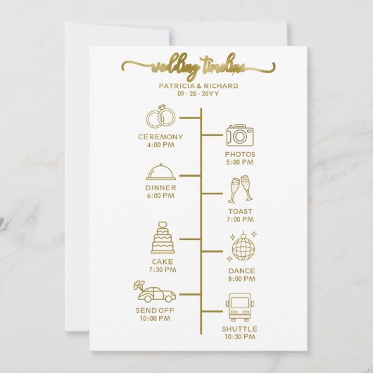 Invitation Icône d'itinéraire de mariage Chic Script Mariage  (Devant)