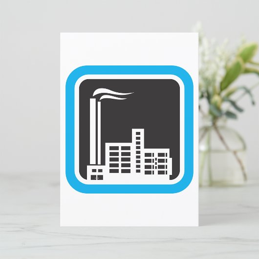 Invitation Icône d'usine industrielle avec cheminées