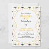 Invitation Icône jaune Bee Beehie 4e anniversaire fête (Devant)