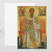 Invitation Icône orthodoxe byzantine de saint Nicolas de Myre (Devant / Derrière)