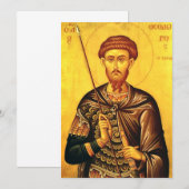 Invitation icône orthodoxe de saint Théodore Tiron (Devant / Derrière)