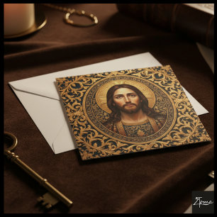 Invitation Icône sacrée dorée - Jésus