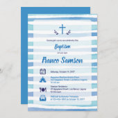 Invitation Icônes Bleues sur les rayures Nautiques Baptême In (Devant / Derrière)