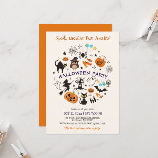 Invitation Icônes de fête d'Halloween Spooktacular Trick Trea