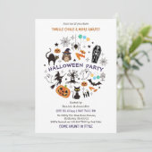 Invitation Icônes de squelette pour soirée Halloween effrayan (Debout devant)