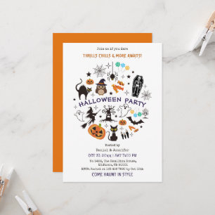 Invitation Icônes de squelette pour soirée Halloween effrayan
