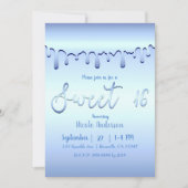 Invitation Icy Blue Drip Winter Wonderland Sweet 16 Seize (Devant)
