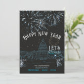 Invitation Icy Blue New Year's Party with Fireworks Capital (Debout devant)