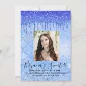 Invitation Icy Blue Parties scintillant Drip Mermaid Sweet 16 (Devant)