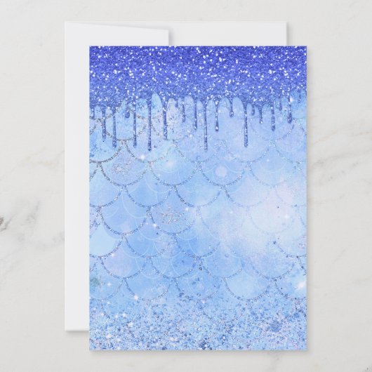 Invitation Icy Blue Parties scintillant Drip Mermaid Sweet 16 (Dos)