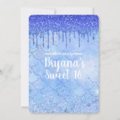 Invitation Icy Blue Parties scintillant Drip Mermaid Sweet 16 (Devant)