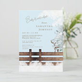 Invitation Icy Blue Rustic Woodland Baby il fait froid dehors (Debout devant)