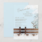 Invitation Icy Blue Rustic Woodland Baby il fait froid dehors (Devant / Derrière)