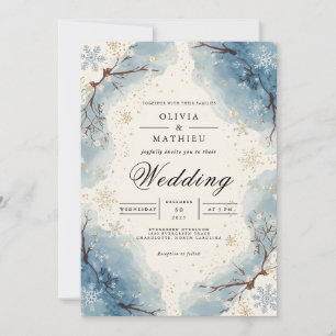 Invitation Icy Blue Snowflakes Mariage d'hiver