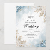 Invitation Icy Frost Botanique Romance Mariage (Devant / Derrière)