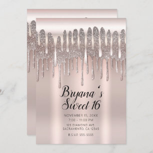 Invitation Icy Rose Gold Diamond Parties scintillant Sweet 16