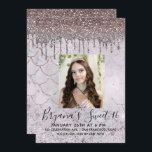 Invitation Icy Rose Rose Parties scintillant Or Drip Sweet 16<br><div class="desc">ajouter vos propres photos</div>