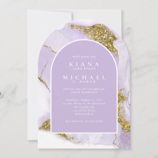 Invitation ID d'arc Abstrait Lavande d'encre Lux990 (Devant)