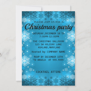 Invitation Idéal, Élégant, Bleu Flakes de Noël