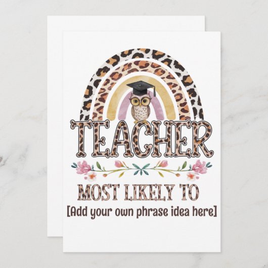 Invitation Idées Cadeaux 🎓 Enseignant : Les Plus Susceptible (Devant / Derrière)