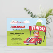 Invitation Idées de garçon de fête de voiture de course (Debout devant)