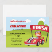 Invitation Idées de garçon de fête de voiture de course (Devant / Derrière)