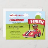 Invitation Idées de garçon de fête de voiture de course (Devant / Derrière)