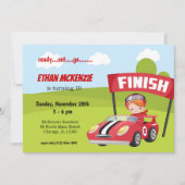 Invitation Idées de garçon pour une fête de voiture de course (Devant)