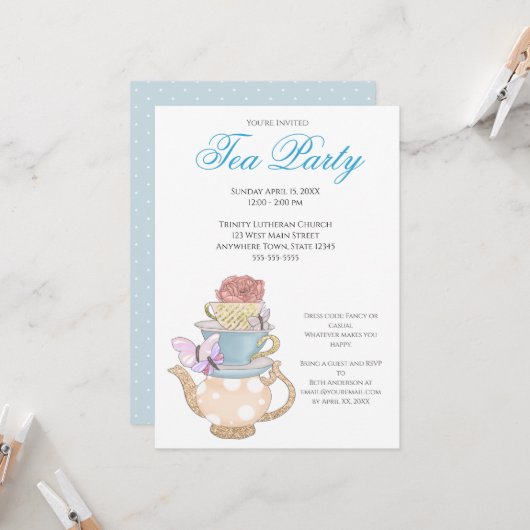 Invitation Idées de la fête du thé pour femmes du printemps (Devant/Arrière en situation)