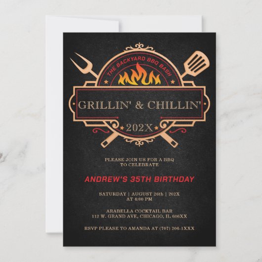 Invitation Idées de modèles de fête d'anniversaire BBQ person (Devant)