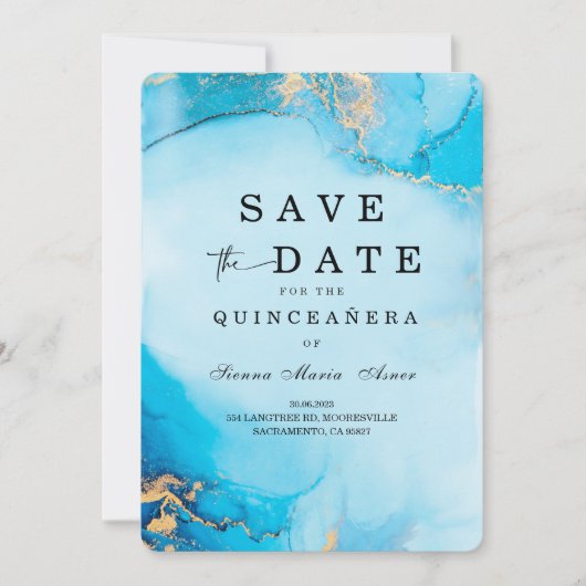 Invitation Idées de Save the Date pour Quinceanera (Devant)